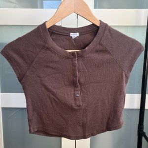 Garage Brown Button Baby Tee